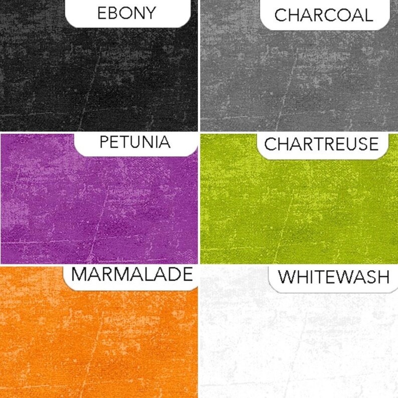 Pode incluir: Uma carta de cores com seis cores de tinta diferentes. As cores s&atilde;o: &Eacute;bano, Carv&atilde;o vegetal, Pet&uacute;nia, Chartreuse, Marmelada e Cal.