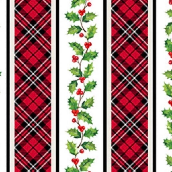 Border Stripe-White Red-Cardinal Christmas Collection-Deborah Edwards-Northcott-Holiday-100% cotton-25482-10-Cut to Size