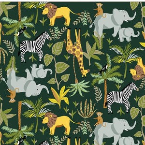Living a Wild Life-FLANNEL-Deep Jungle-King of the Jungle Collection-Whistler Studios-Windham Fabrics-100 % Cotton-54667F-2-Cut to size