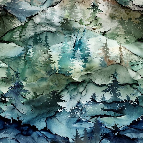 Forest Ombre-Blue-21” Pattern Repeat-Northern Peaks Collection-Northcott Fabrics-Edwards-Samra- 100% Cotton Fabric-DP25166-46-Cut to Size