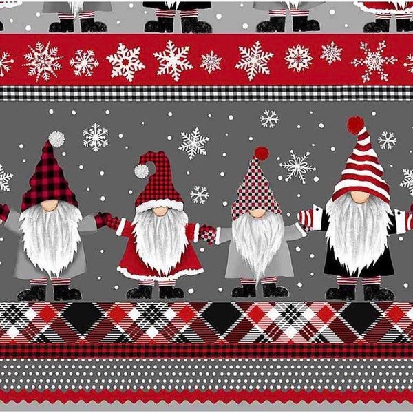 Stripe-11” Width-Gnome For the Holidays Collection-Timeless Treasures-Buffalo Check-Charcoal-CD1366-100% cotton-Cut to Size