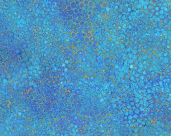 Shimmer-Pebbles-Blue-Gingko Garden Collection-Metallic-Northcott-Deborah Edwards-100% Cotton Fabric-26858M-46-Cut to Size
