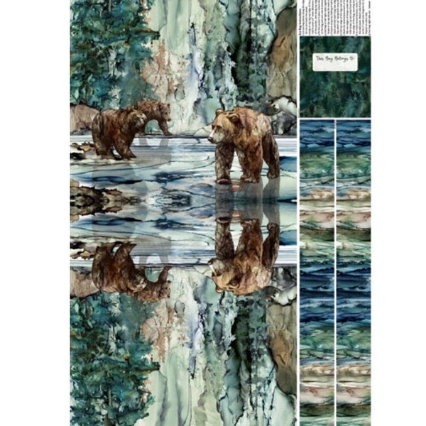 Tote Bag-Bear Panel-24” x 43”-Northern Peaks Collection-Northcott Fabrics-Deborah Edwards-Melanie Samra- 100% Cotton Fabric-DP25176-74