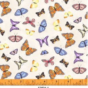 Butterflies-Ivory Cream-Delilah Collection-Windham Fabrics-100 Percent Cotton-Quilting Cotton-52924-1-Cut to Size image 3