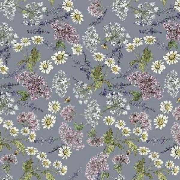 Garden Blooms-Ink-Secret Garden-Windham Fabrics-100% Cotton-53346-5-Cut to Size