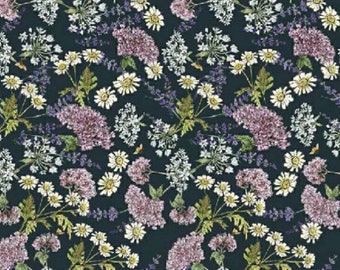 Garden Blooms-Ink-Secret Garden-Windham Fabrics-100% Cotton-53346-1-Cut to Size
