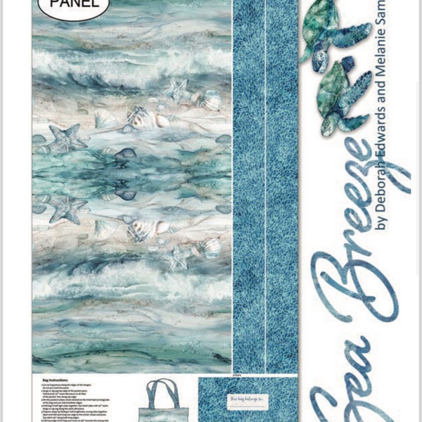 Sea Breeze-Canvas Tote Bag Panel-Blue-24“ x 43”-Northcott Fabrics-Melanie Samra-Deborah Edwards-100% Cotton Fabric-C27104-42-Cut to Size