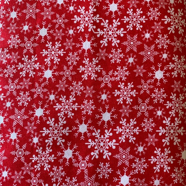 Snowflakes-Red And White-Cotton Blender-Winter Holiday-Quilt Cotton-100% cotton-Cut to Size