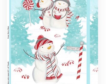 Snowman and Candy Wonderland-Panel-24” x 43”-Frosty Merry Mints Collection-By Danielle Leone-Wilmington Prints-Winter-27651-431-Cut to size