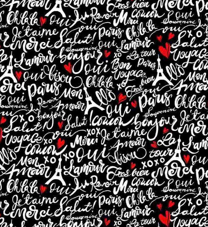Parisian Words Black Red White French Script Bonjour Etsy Finland