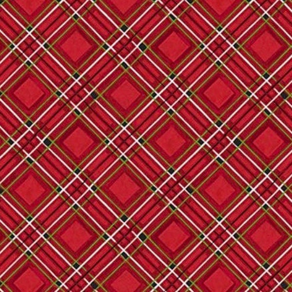 Plaid-Red-Green-Holiday Greetings Collection-Windham Fabrics-Jean Plout-100% cotton-53608-5-Cut to Size