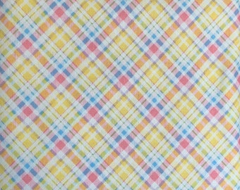 Bias Plaid-Pink-Yellow-Hoppy Easter Gnomies Collection-Henry Glass-Comiskey-Spring-100% Cotton-Quilting Cotton-565-24-Cut to Size