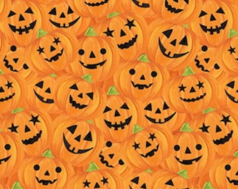 Pumpkins-Orange-Gnomes Night Out Collection-Northcott-Halloween-Autumn-Fall-100 Percent Cotton-24663-55-Cut to size