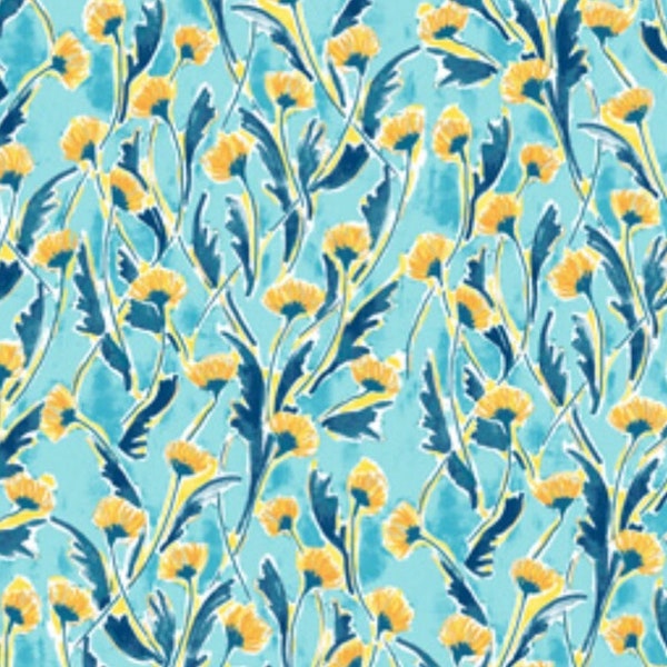 Lush & Lively-Garden-Turquoise-Yellow-Jacqueline Maldonado-FIGO-100% cotton-90638-60-Cut to Size