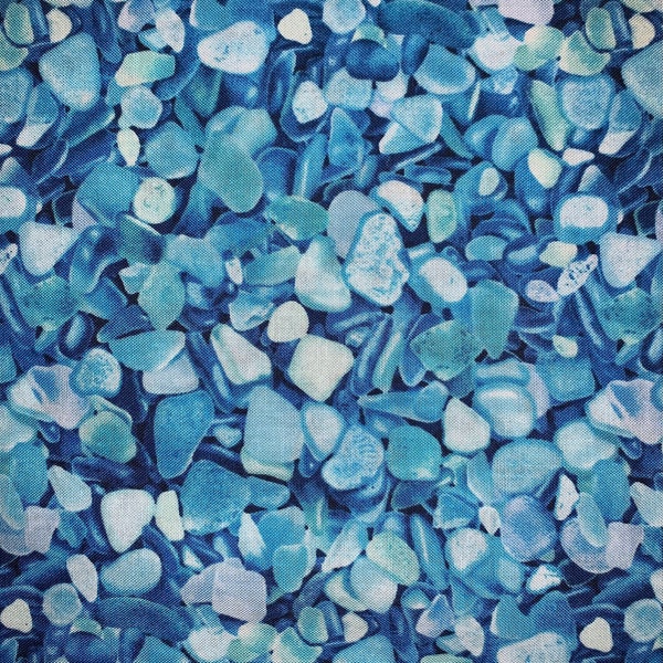 Packed Blue Sea Glass-Ocean- Timeless Treasures-Beach Dreams Collection-C1237-100% Cotton-Quilt Fabric-Cut to Size