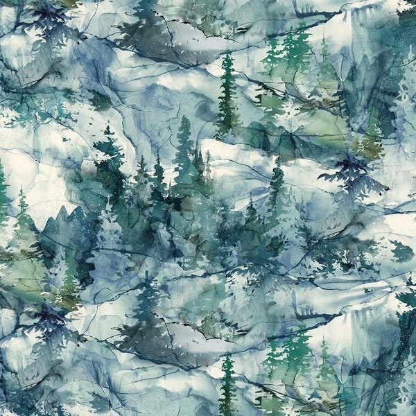 Dense Forest-Dark Blue-Northern Peaks Collection-Northcott Fabrics-Deborah Edwards-Melanie Samra- 100% Cotton Fabric-DP25168-48-Cut to Size