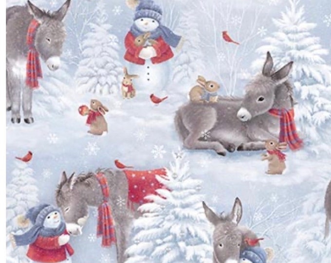 Donkey Winter Wonderlandlittle Donkeys Christmasflannelsarah Summers