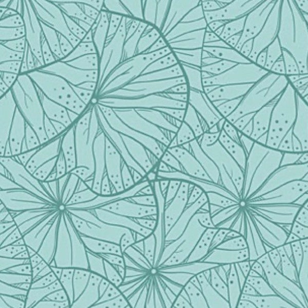 Lily Pad Toile-Seafoam-Northcott Fabrics-Water Lilies Collection-Michel Design Works-100% Quilting Cotton-25064-64-Cut to size