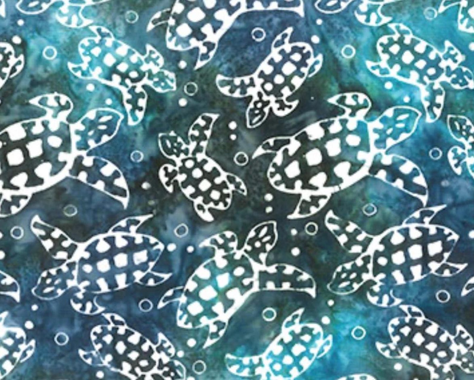 Batik-boardwalk Dreams-turtles-peacock-teal-banyan Batiks-northcott-100 ...