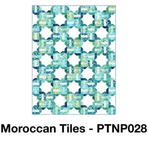 Moroccan Tiles Quilt Pattern-60” x 84” Quilt-Quilt Fox Designs -Shown With Vitamin Sea Fabrics-PTNP028