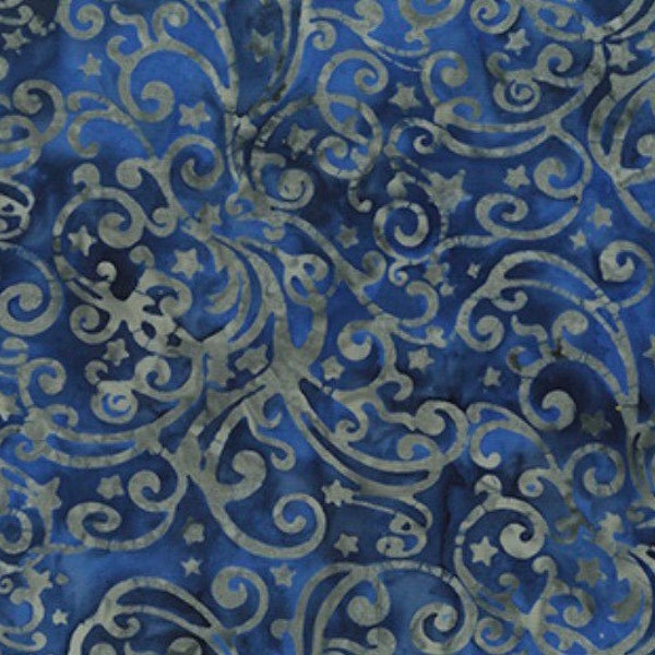 Batik-Scroll Star-Royal Blue-Banyan Batiks-Bandana Collection-Flag-Liberty-100 Percent Cotton-80672-45-Cut to Size