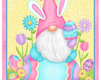 Easter Gnomie Panel-Hoppy Easter Gnomies Collection-Henry Glass-Comiskey-Spring-100% Cotton-Quilting Cotton-567P-25-Cut to Size
