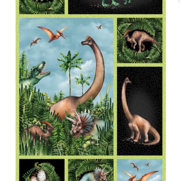 Dinosaurs-Jungle Panel-Paleo Tales Collection-Northcott-100 Percent Cotton-DP26780-99-Cut to size