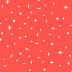 May include: A seamless pattern of white stars on a coral red background.