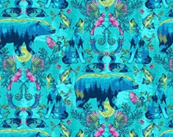 Untamed Wild-Turquoise-Wild Collection-Brett Lewis-Northcott-100% Quilting Cotton-24970-66-Cut to size