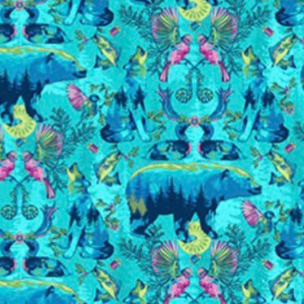 Untamed Wild-Turquoise-Wild Collection-Brett Lewis-Northcott-100% Quilting Cotton-24970-66-Cut to size