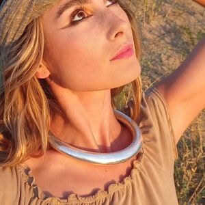 Silver Collar Necklace | Necklace Made of Brass Silver Choker | Silver Necklace | Collar Jewelry