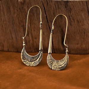 Mandala Earrings,Brass Earrings, Hoop Earrings, Boho Earrings, Tribal Earrings, gift for her, Tribal design, Ethnic earrings