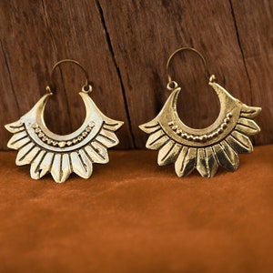 Mandala Earrings,Brass Earrings, Hoop Earrings, Boho Earrings, Tribal Earrings, gift for her, Tribal design, Ethnic earrings