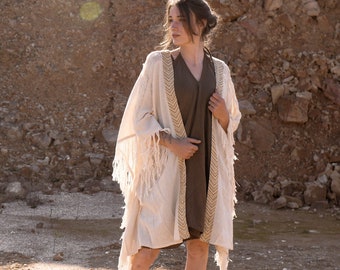 Tribal bomulls kimonokofta | Boho festivalponcho