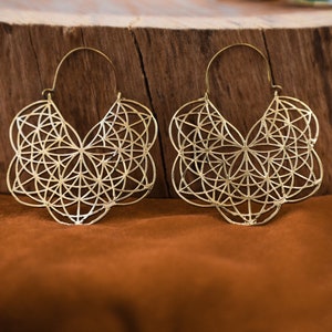 Mandala Earrings,Brass Earrings, Hoop Earrings, Boho Earrings, Tribal Earrings, gift for her, Tribal design, Ethnic earrings