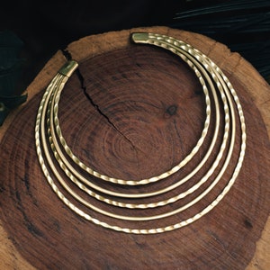 Multi-Row Hammered Necklace | Choker | Wire Choker | Tribal Women Necklace | Tribal Jewelry | Gold Choker | Brass Choker.
