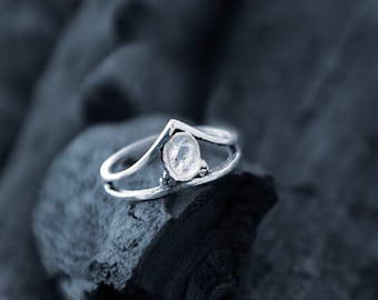 Silver Plated Moonstone Ring | Adjustable Healing CZ Jewelry
