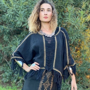 Tribal Fringe Poncho | Festival Poncho | Summer Poncho | Boho Style | Fringe Top |