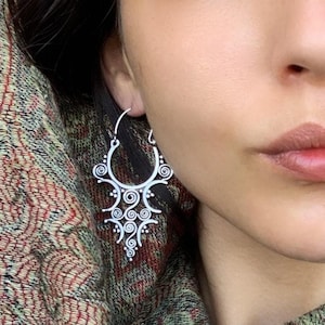 Brass Hoop Earrings | Mandala Boho Earrings