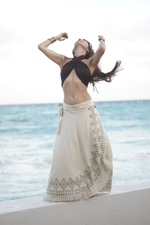 Hand Block Print Tribal Skirt | Boho Skirt | Long Wrap Skirt | Gypsy Skirt | Festival Clothing | Tribal Clothing | Hippie