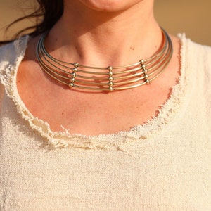 Multi-Row African Brass Choker, Tribal Women Necklace, Tribal Jewelry.