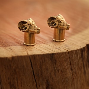 Ram Goat Ear Tunnel | Hand Crafted Ear Tunnel | Brass Tunnel | Ram Ear Plugs | Brass Ear Plugs | Stretch Ear Plug | SOLD INDIVIDUALLY