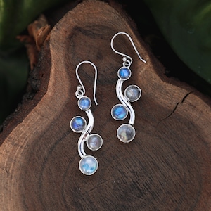925 Sterling Silver Earring | Natural Labradorite Earring | Moonstone Earring | Silver Earring | Silver