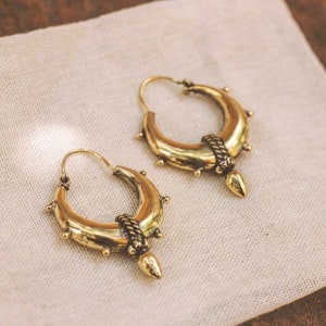 Brass Tribal Earrings, Bohemian Style Jewelry
