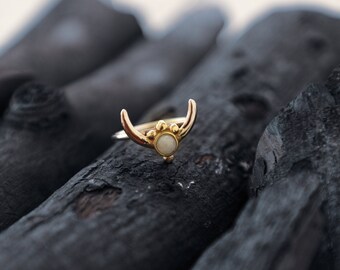 nash オウム リング ゴールド ブルー 陶器 Horn Ring | Stone Ring | Bull Horn Ring | Rings - Etsy