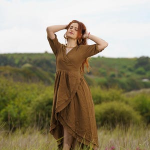 Earth Muse Wrap Dress – Bohemian Cotton Wrap Dress for Women | Soft Double Cotton Fabric | Flowy Boho Style | Ethical Clothing