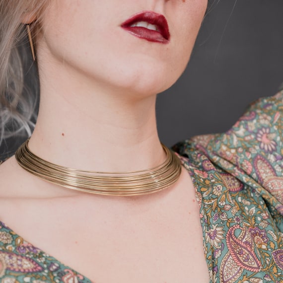 ASOS DESIGN torque choker necklace with multi wire detail in gold tone |  ASOS