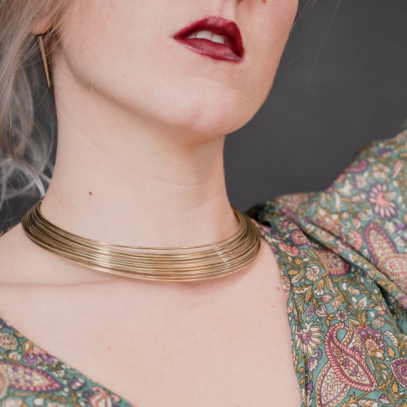 ASOS DESIGN torque choker necklace with multi wire detail in gold tone |  ASOS