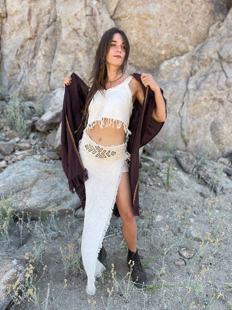 Summer Festival Poncho / Poncho Boho / Poncho tribale / Cardigan in cotone grezzo / Poncho etnico / Poncho in tessuto naturale / Abiti terrosi immagine 6