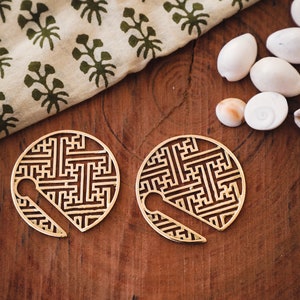Tribal Ear Weights | Flower of Life Keyhole Weights | Ear Hangers | Ear Gauges | Alternative Jewelry | Sacred jewelry | Sold as a pair